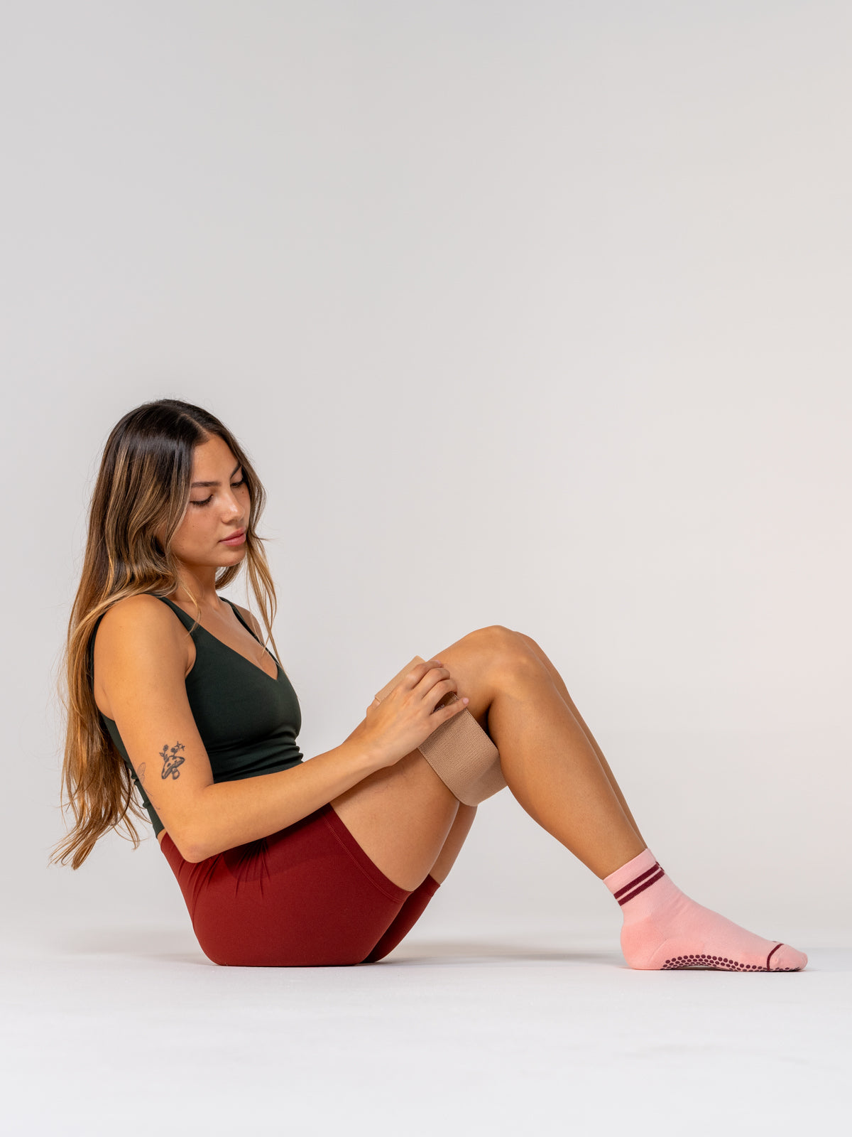 Studio Socks - Pink + Maroon Stripe