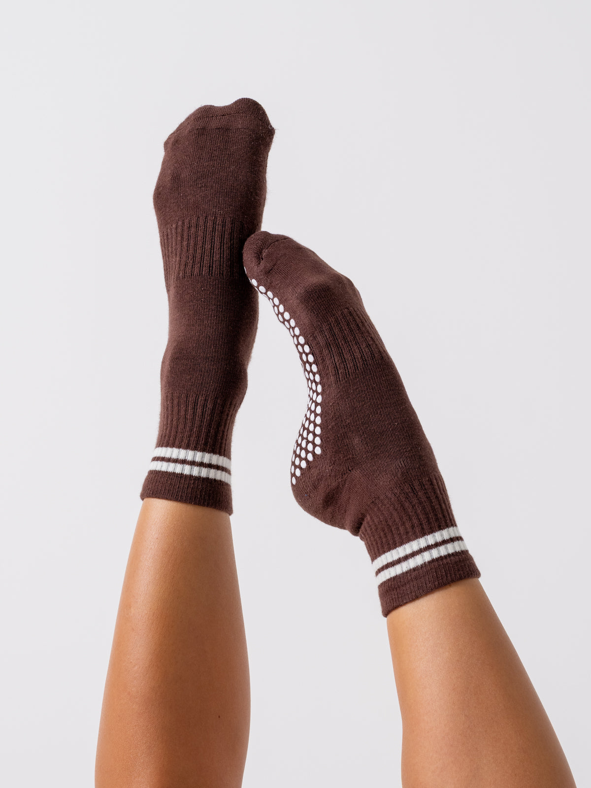 Quarter Socks - Cocoa + Cream stripe