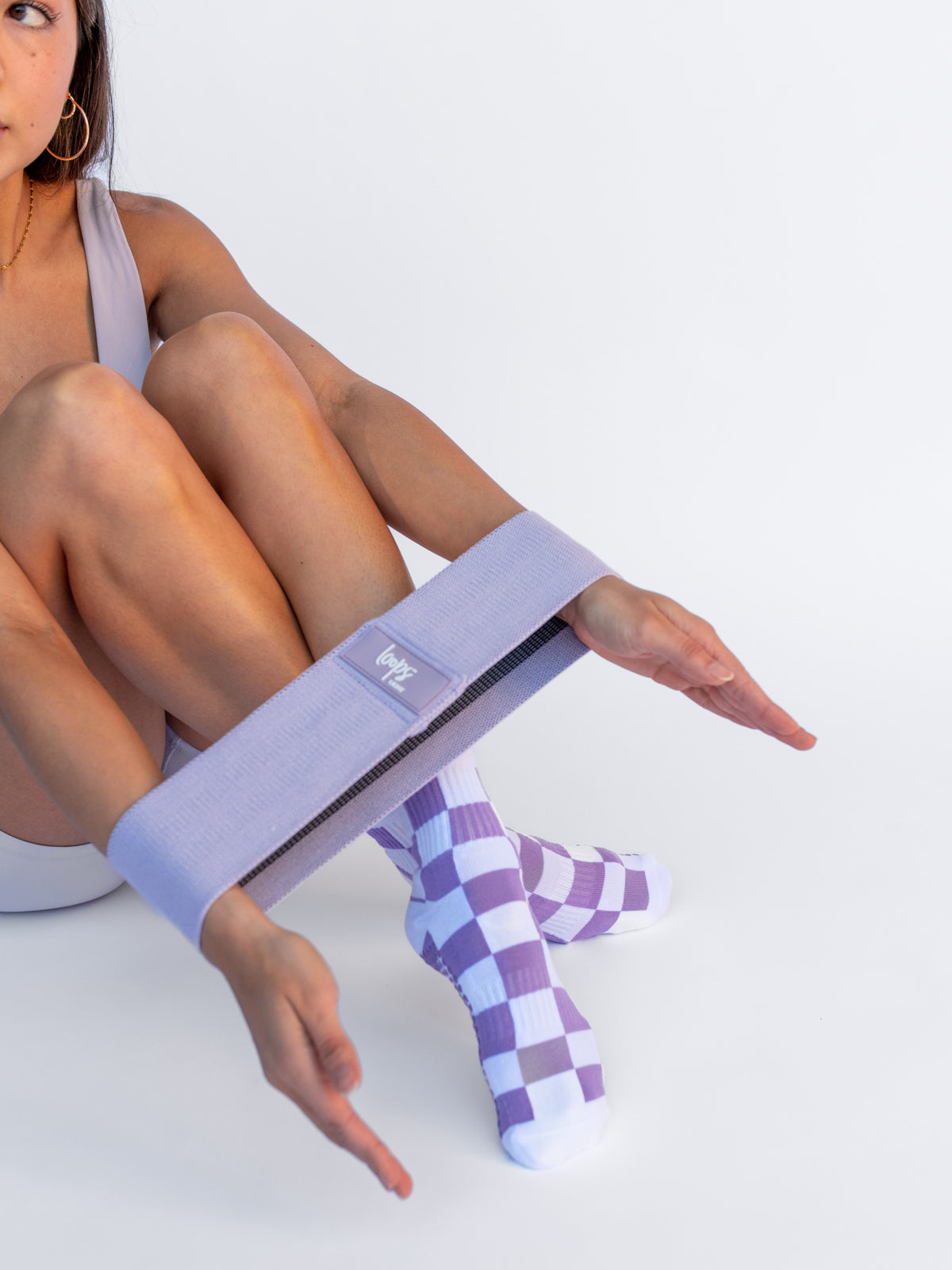 Quarter Socks - Lilac Check