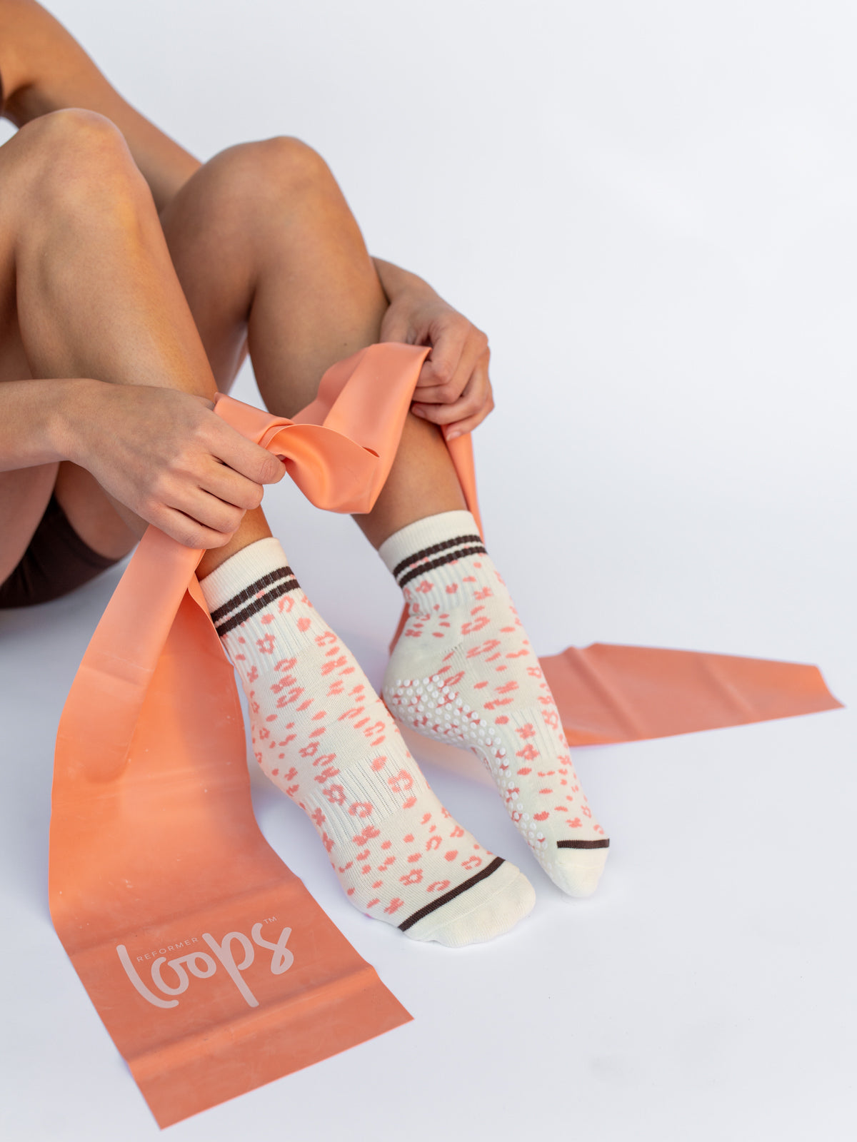 Quarter Socks - Animal Print Coral