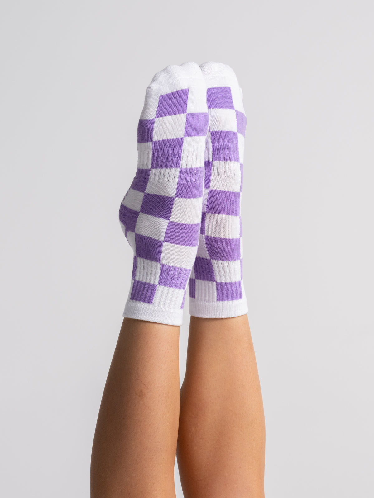 Quarter Socks - Lilac Check