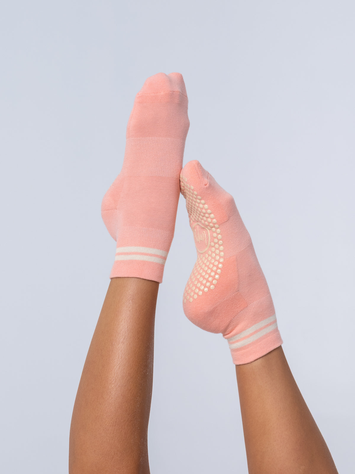 Studio Socks - Coral + White Stripe