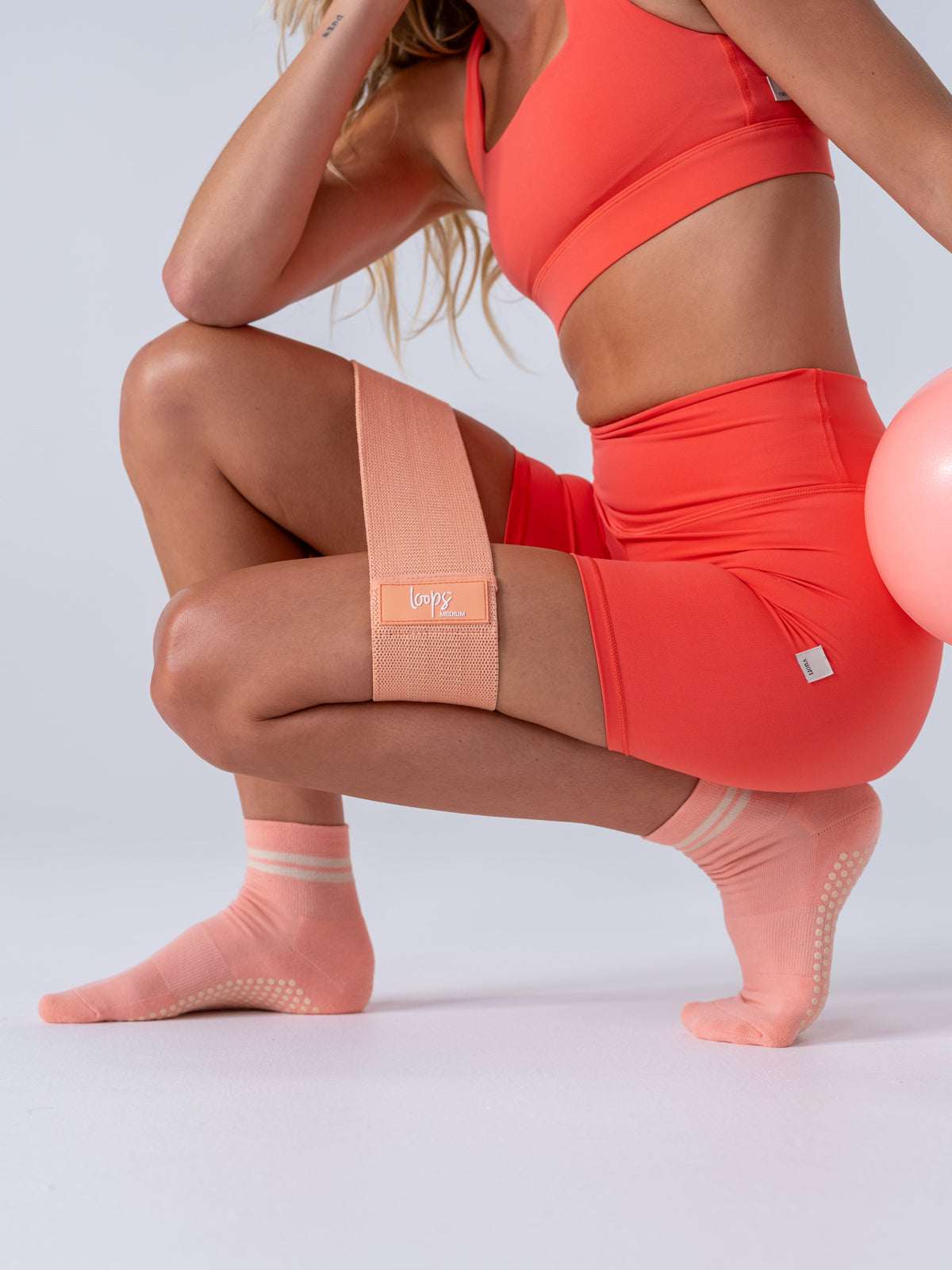 Studio Socks - Coral + White Stripe